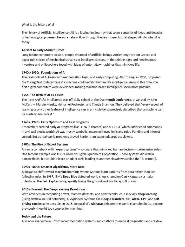 What Is The History of Ai | PDF | Artificial Intelligence ...
