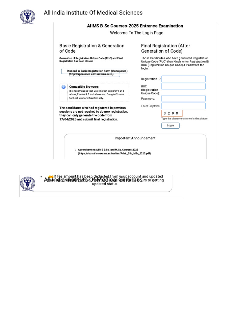 AIIMS B.Sc Courses 2025 Registration Guide | PDF | Computing | Software