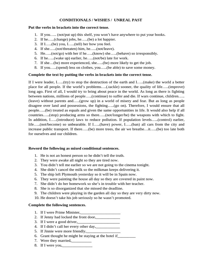 Conditional Sentences Practice Exercises | PDF