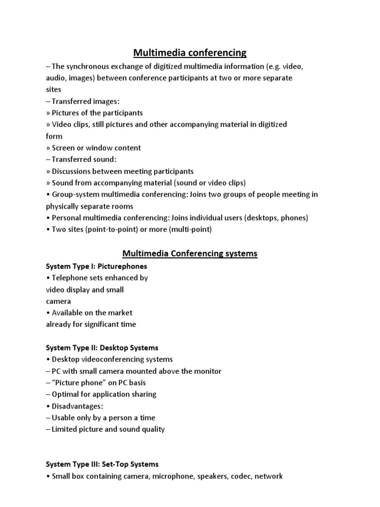 Multimedia Conferencing Systems Overview | PDF | Videoconferencing ...