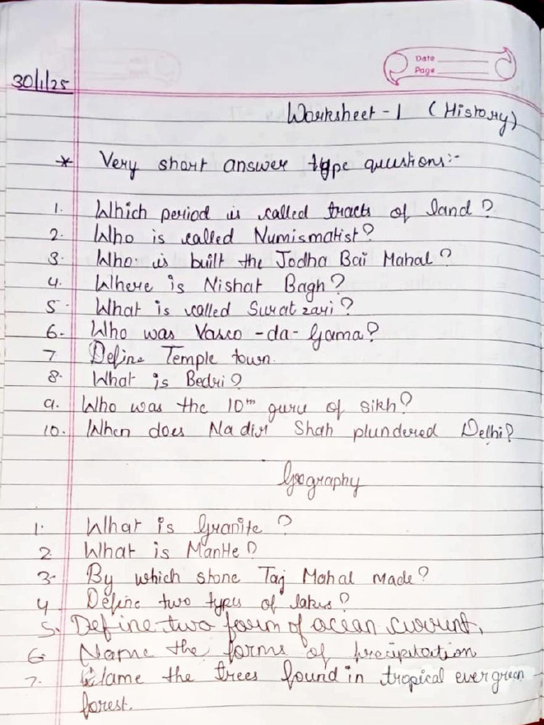 Class-7 SST SA-2 Worksheet | PDF