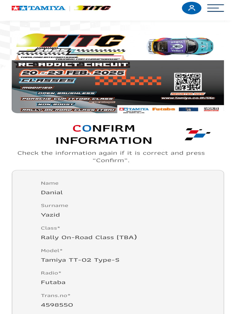 Confirmation of Racing Details | PDF