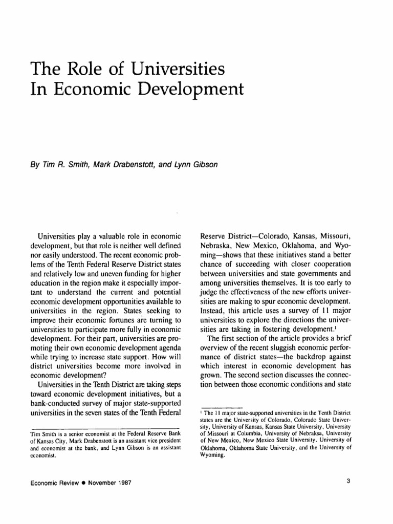 1987-The Role of Universities in Economic Development | PDF