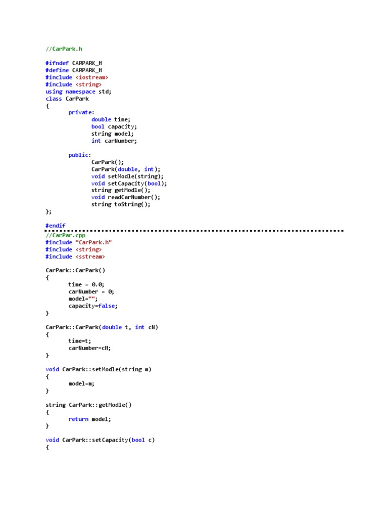 Car Park Management System Code | PDF