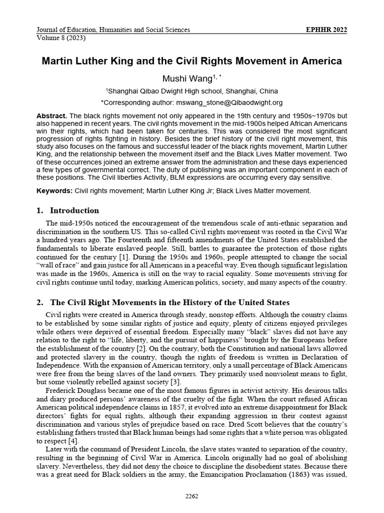 Martin Luther King and The Civil Rights Movement I | PDF | Black Lives ...