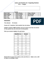 CE61002-1 Mathematics and Statistics For Computing Students: Test 1 - Sample