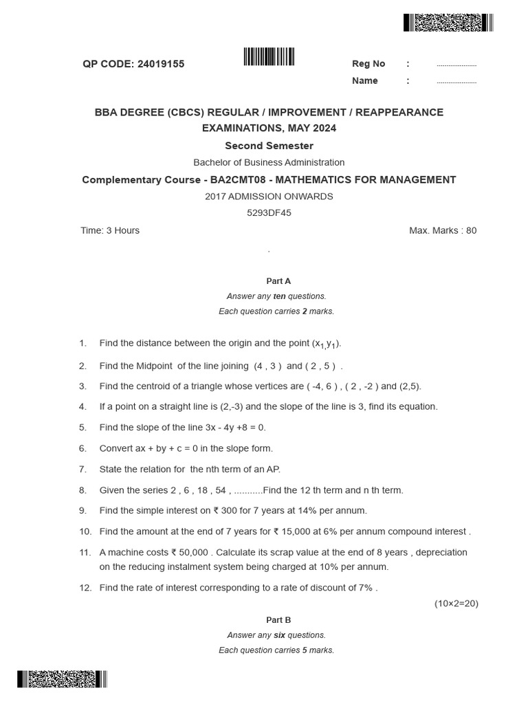 Mathematics For Management | PDF | Rectangle | Euclidean Geometry