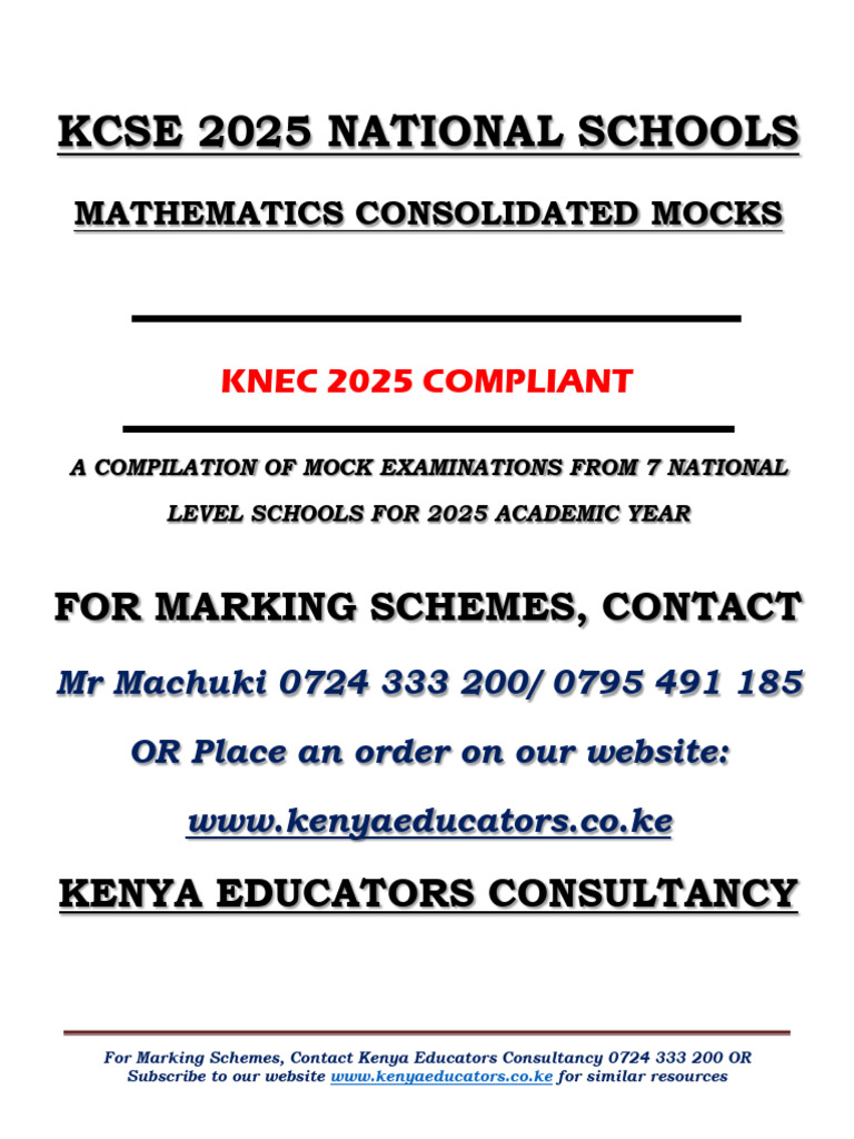 Mat Kcse 2025 National Schools Mocks | PDF | Area