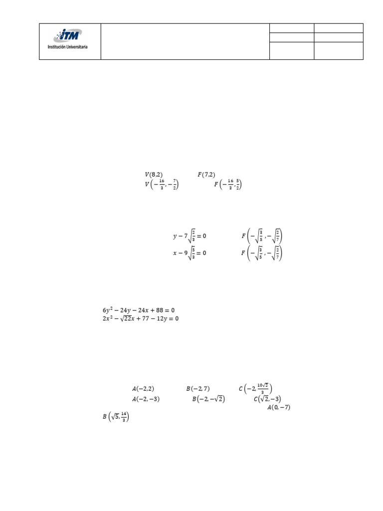 Taller 2 39 | PDF | Elipse | Objetos matemáticos