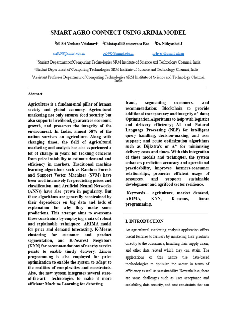 Smart Agro Connect v1 | PDF | Machine Learning | Forecasting