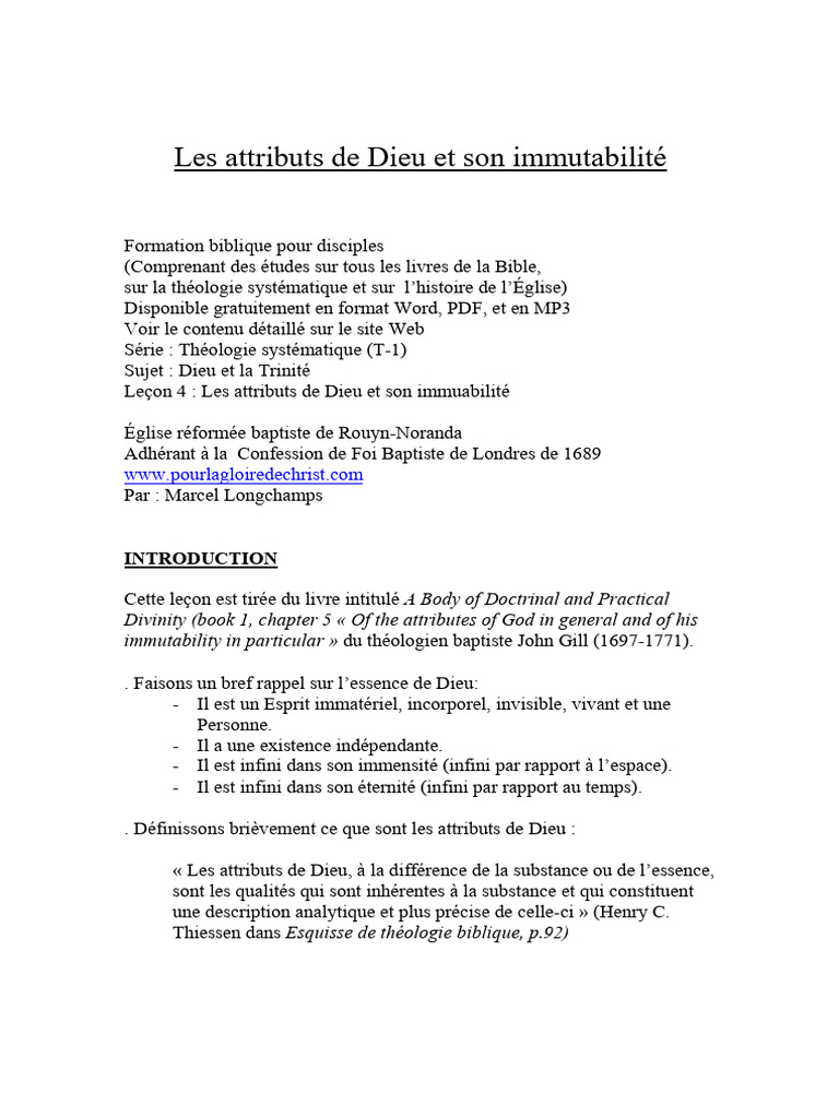 Attributs de Dieu et Immutabilité | PDF | Dieu | Théologie