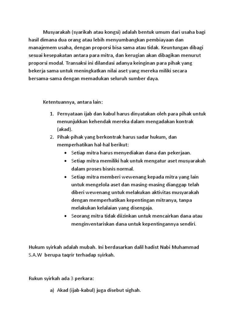 Musyarakah Perkongsian Pdf