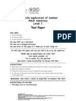 Level 1 Numeracy Test Paper F