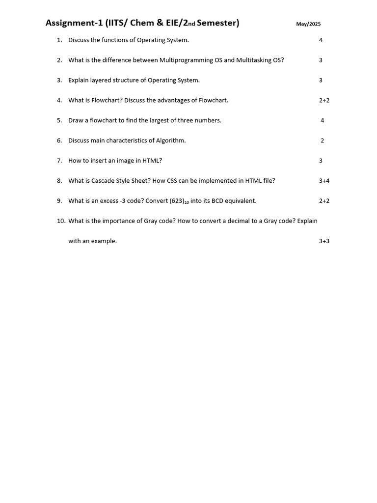 Assignment - 1 (May'25) | PDF