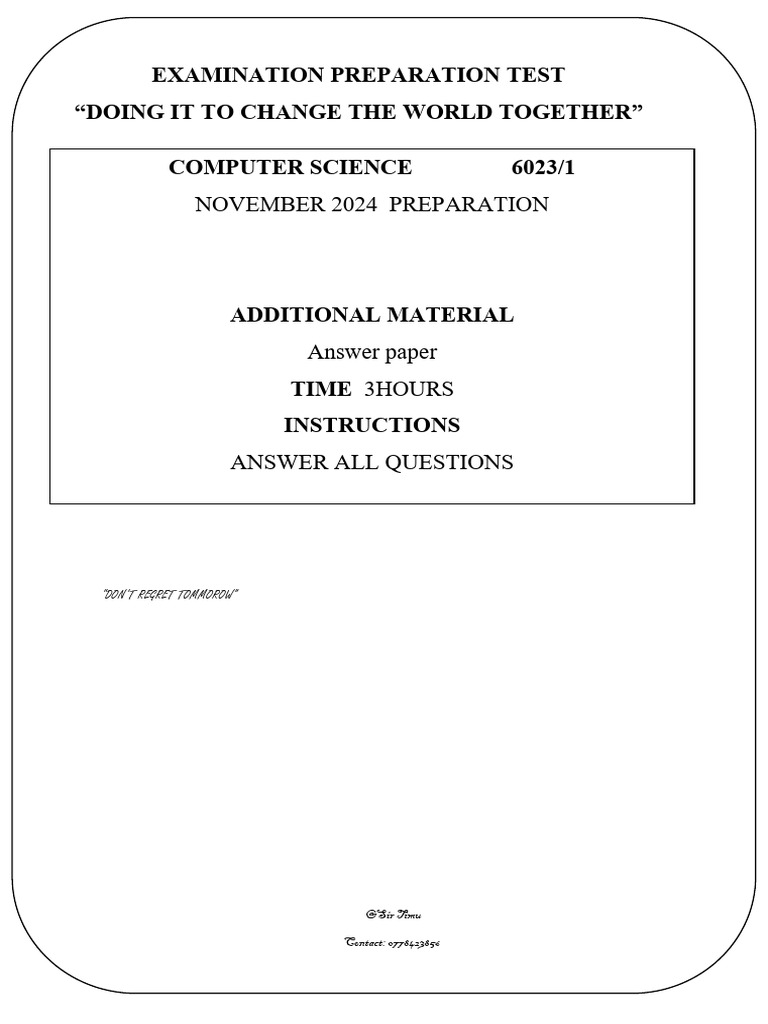 2024 Last Supper Computer Science p1-1 | PDF | Databases | Computing