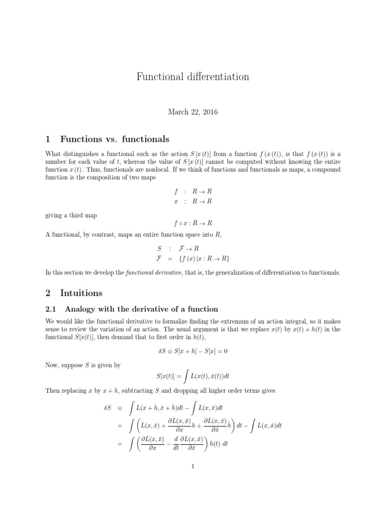 Functional Derivatives in Variational Calculus | PDF | Distribution ...