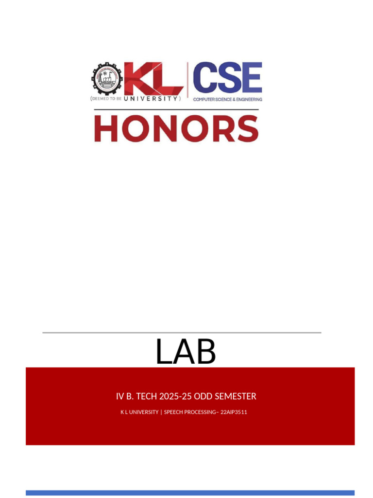 Speech Processing Lab Workbook 2025-26 | PDF | Deep Learning | Fast ...