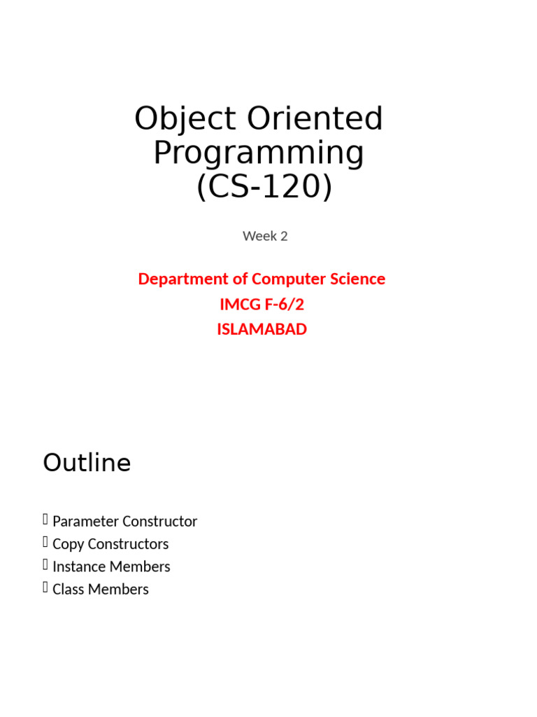 Lecture 2 - Week2-Parameter and Copy Constructor | PDF | Method ...