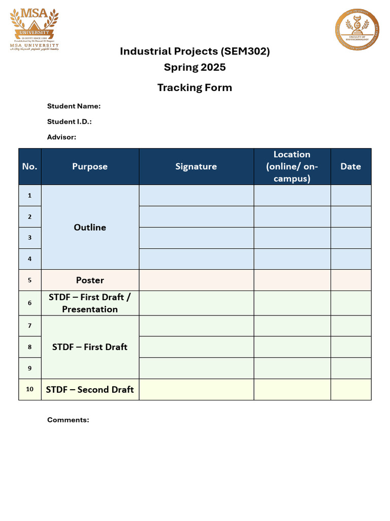 Industrial Projects - Feedback Tracking Form | PDF