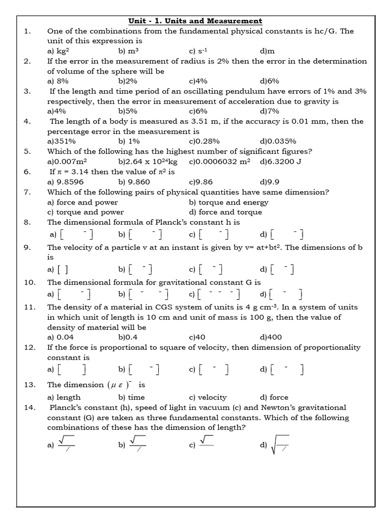 Units and Measurement in Physics | PDF | Force | Acceleration