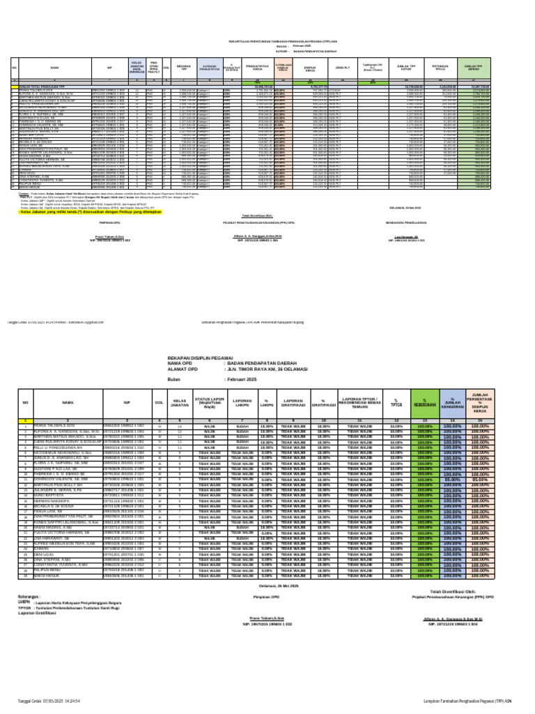 Form Perhitungan TPP 2025 Feb | PDF