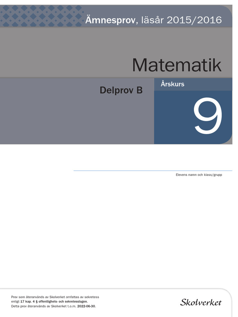 AP 9 2016 Ma Delprov B | PDF