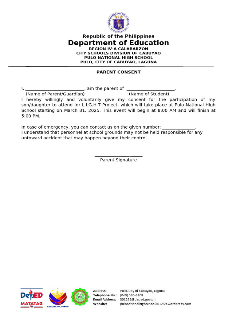 Parent-Consent (L.I.G.H.T Project) | PDF