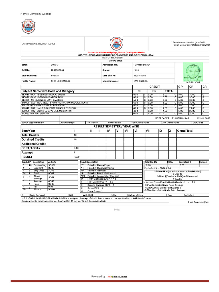 Barkatullah University Bhopal 1 | PDF | Vocational Education | Academia