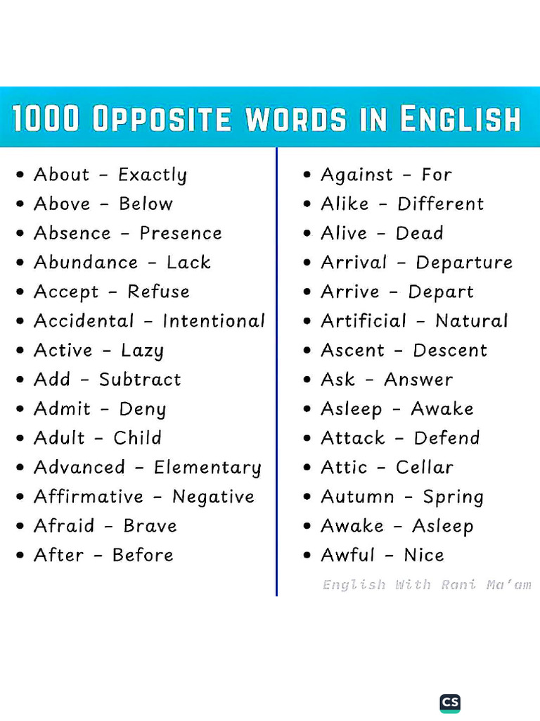 1000 OPPOSITE WORDS IN ENGLISH PDF WITH MEANING PDF DOWNLOAD intelligence overview