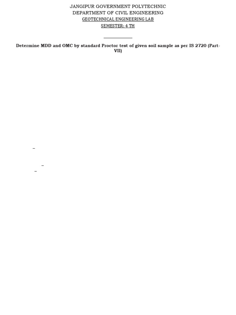 Standard Proctor Test Lab Manual | PDF | Density | Earth Sciences