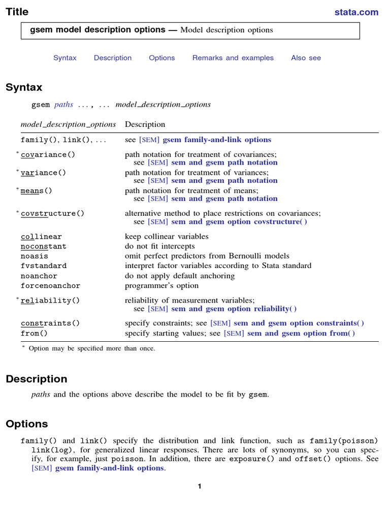 Sem Gse M Model Description Options | PDF | Structural Equation ...
