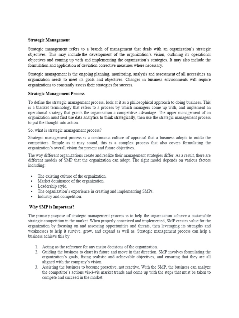 Strategic Management Process | PDF | Strategic Management | Strategic ...