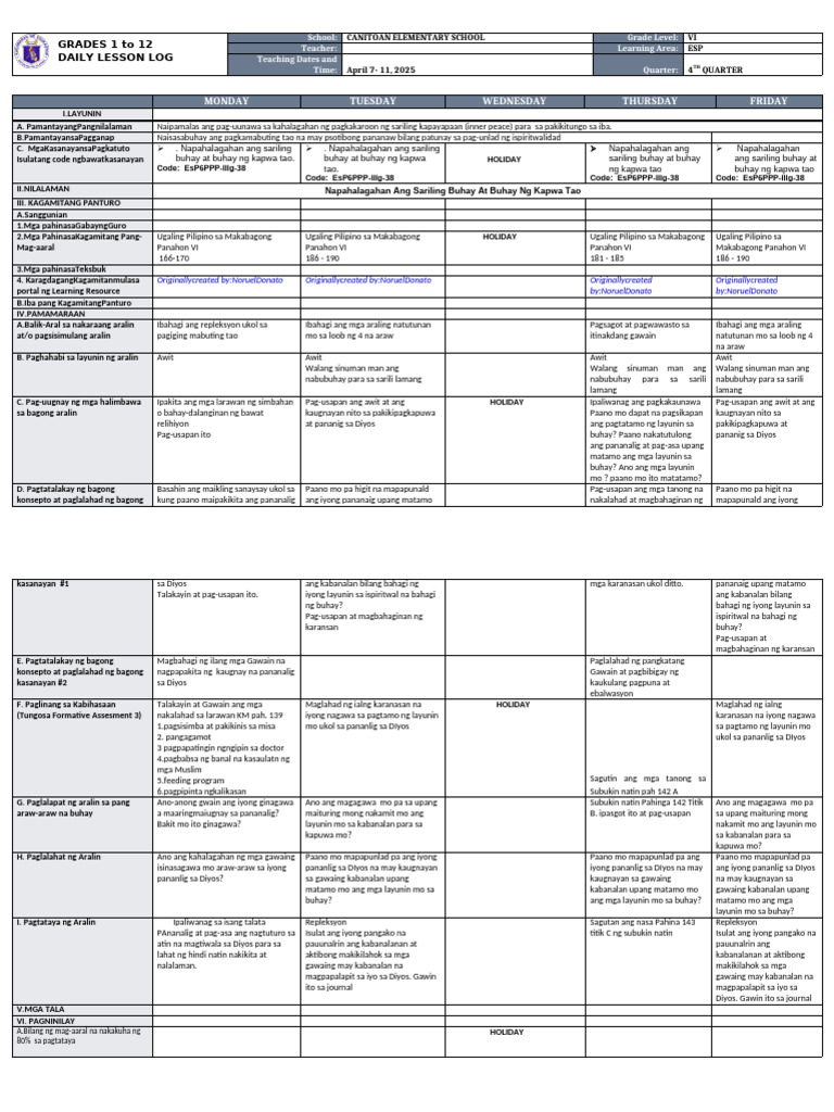 DLL - Esp 6 - Q4 - W7 | PDF