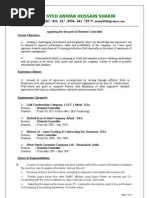 Resume of Syed Anwar Hussain Material Controller