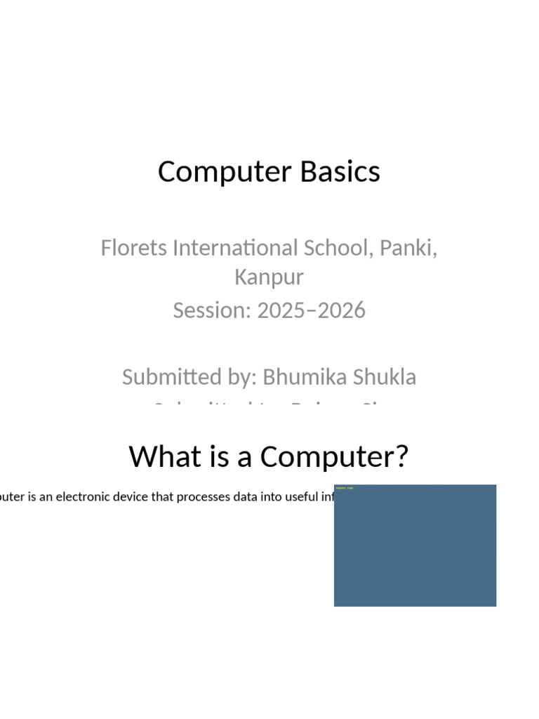 Computer Basics Presentation With Images Bhumika Shukla | PDF
