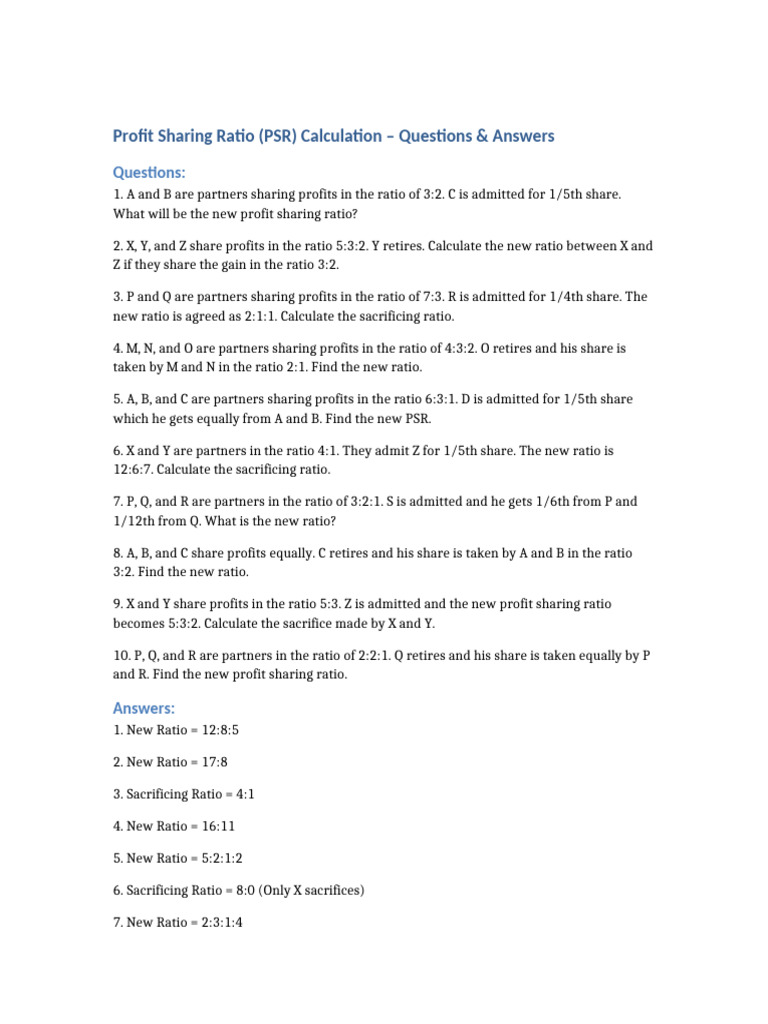 PSR Calculation: Q&A Guide | PDF