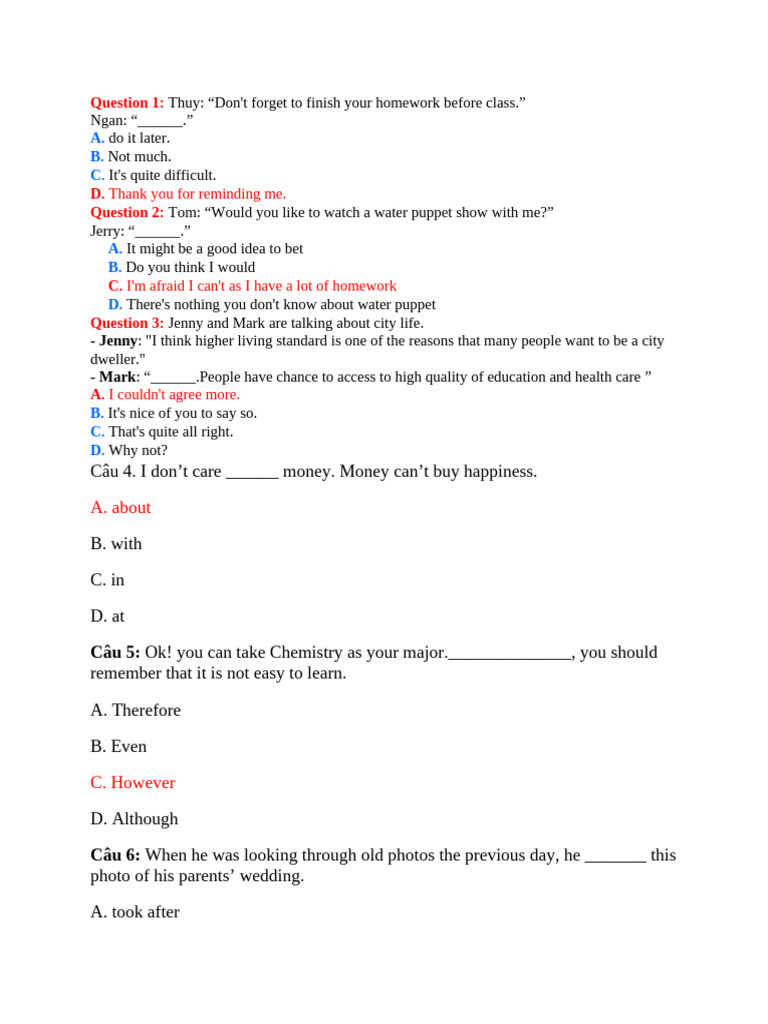 English Language Practice Questions | PDF