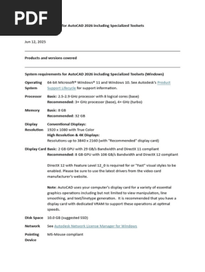 AutoCAD 2026 System Requirements Guide | PDF | Arc Gis | Esri