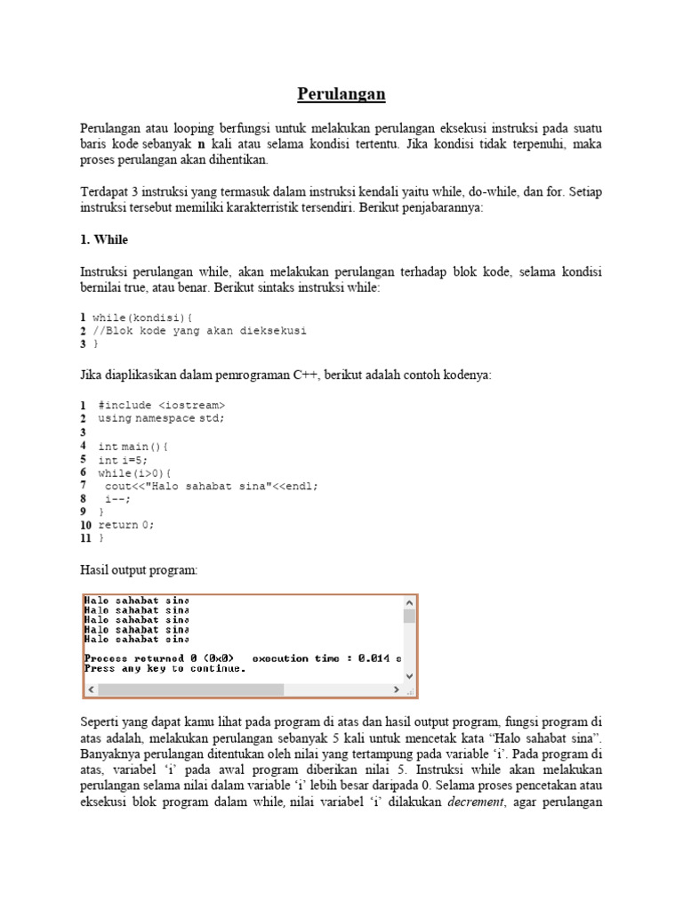 Panduan Perulangan dalam C++ | PDF