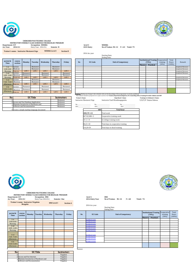 Chercher Polytechnic Weekly Class Schedule | PDF | Computing | Computer ...