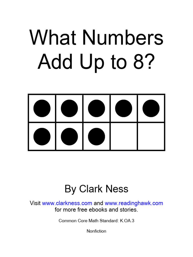 What Numbers Add Up To 8 | PDF