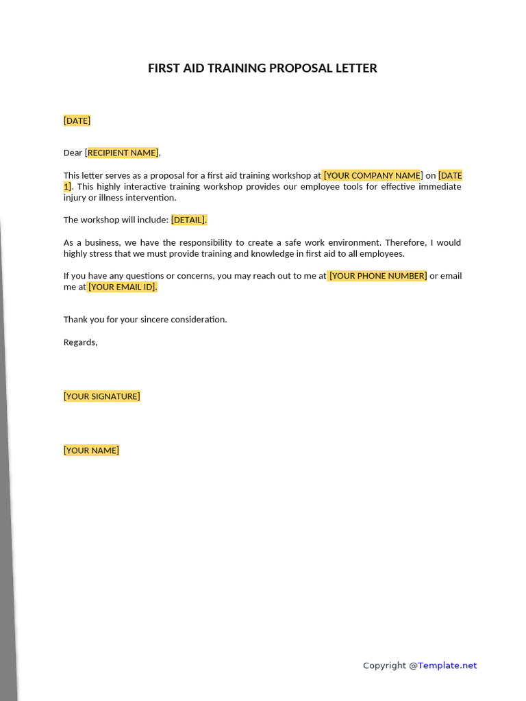 First Aid Training Proposal Letter | PDF