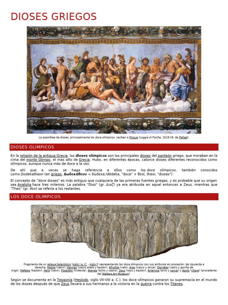Dioses Olímpicos de la Mitología Griega | PDF | Doce olímpicos ...