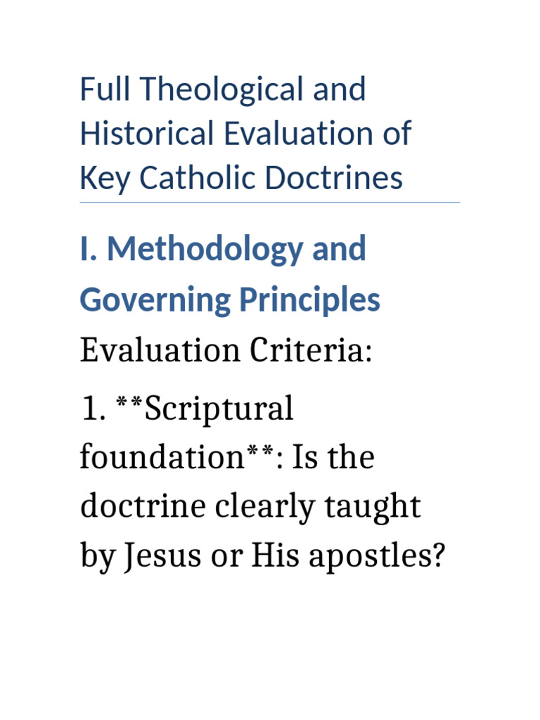 Evaluation of Key Catholic Doctrines | PDF | Catholic Church | Mary ...