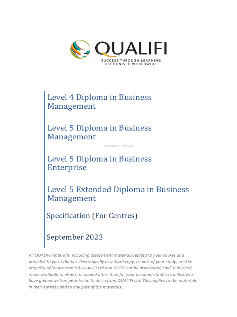 Qualifi Level 5 Extended Diploma in Business Management | PDF ...