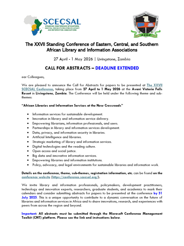 SCECSAL 2026 Call for Abstracts | PDF | Libraries | Abstract (Summary)