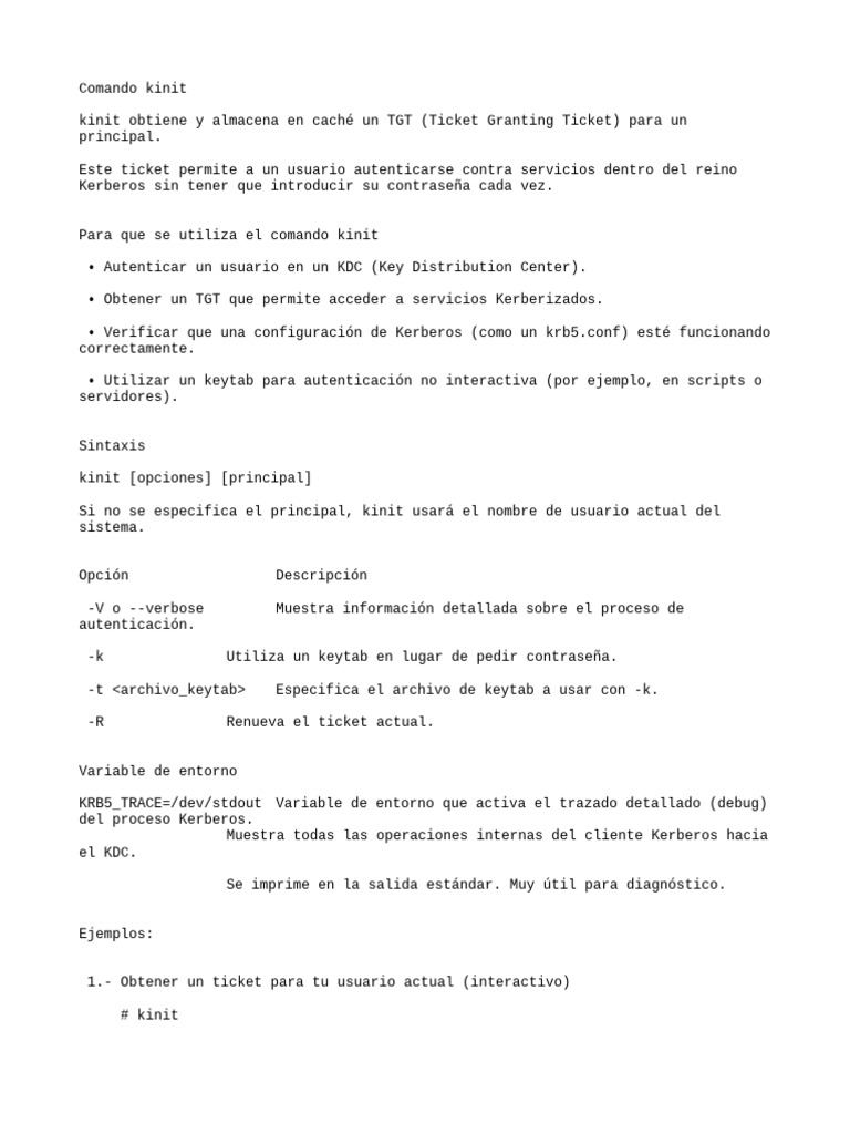 Uso del comando kinit en Kerberos | PDF | Autenticación | Usuario ...