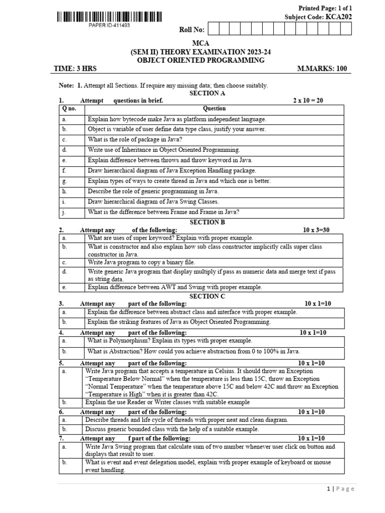 Object-Oriented Programming Exam Guide | PDF | Java (Programming ...