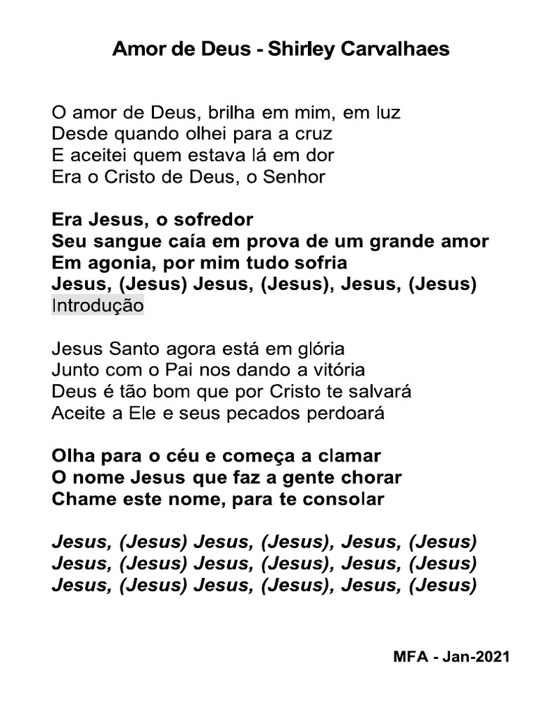 Amor de Deus - Shirley Carvalhaes | PDF