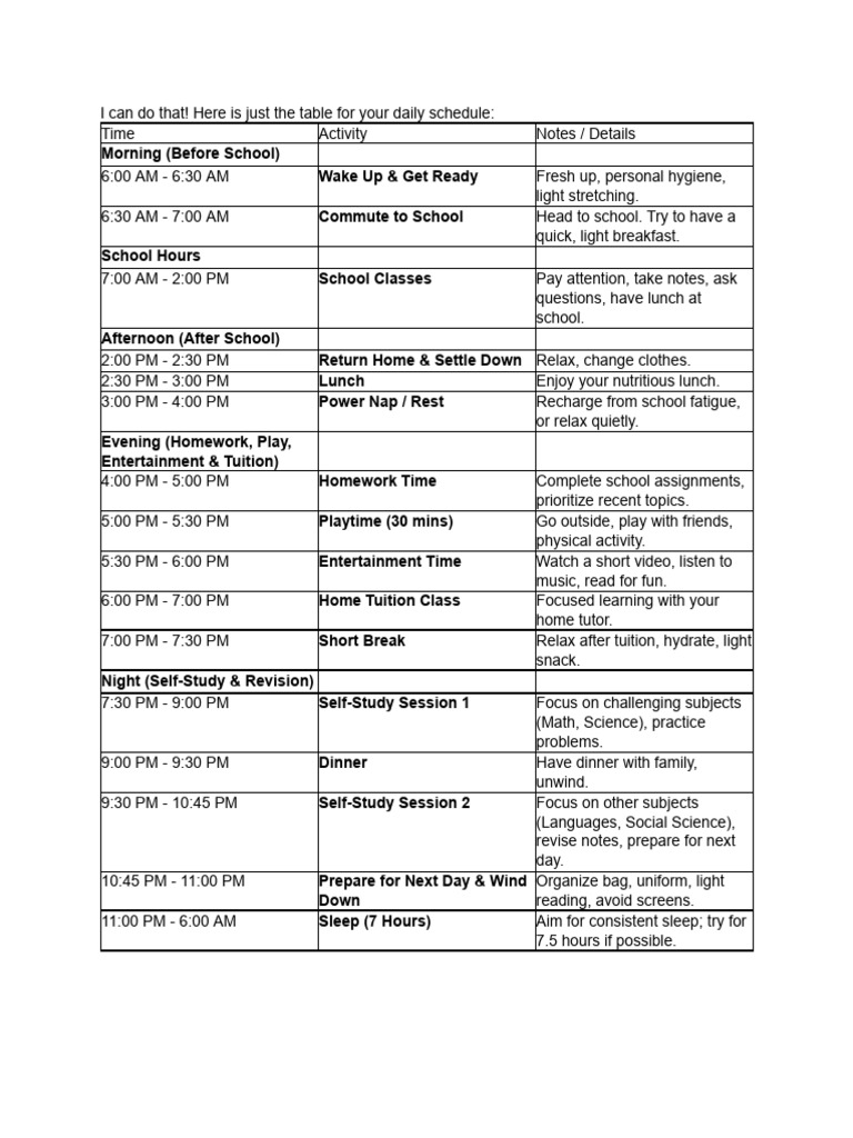 Kindergarten Daily Schedule Overview | PDF